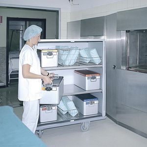 шкаф для стерилизации / для больниц / с полкой / с распашной дверцей