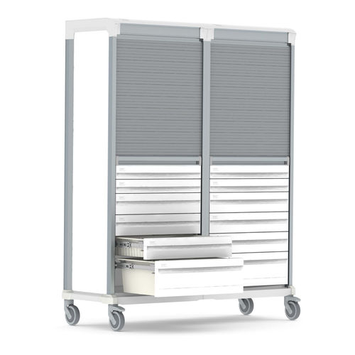 Тележка с мешками для лабораторий - Double type E storage cart with integrated drawers - Pegasus Medical Concepts - медицинская / для прачечных / многофункциональная