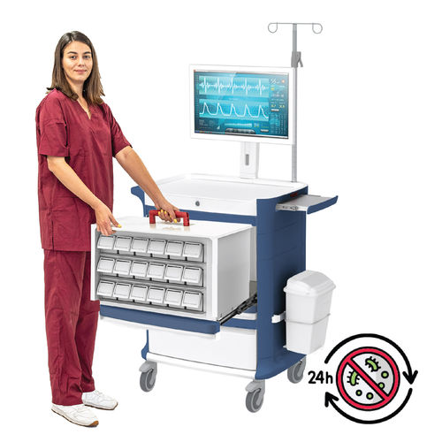 Медицинская тележка - Poly Medication All-in-One - Pegasus Medical Concepts - для баллона с кислородом / для общего применения / для медикамента