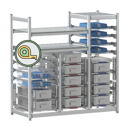 Модульный стеллаж для хранения - SLS-CSPS - Pegasus Medical Concepts - из нержавеющей стали / из алюминия / высокая плотность