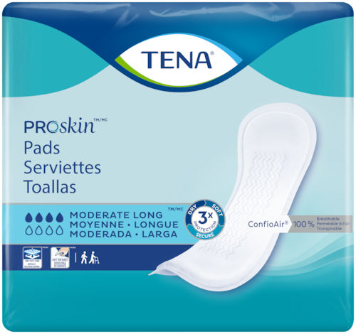 Гигиеническая прокладка для женщин - PROSKIN MODERATE LONG - TENA - дышащая / упаковка 60 штук