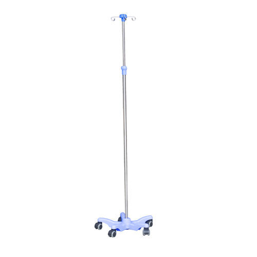 Стойка для сыворотки на роликах - BIHR002B - BiHealthcare - 4 крюка / телескопическая / из нержавеющей стали