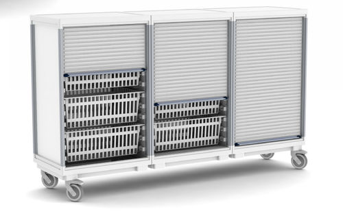 Тележка с жалюзийной дверцей - BBB-M075 - ScanModul® - с корзиной / 3 дверцы / мобильная