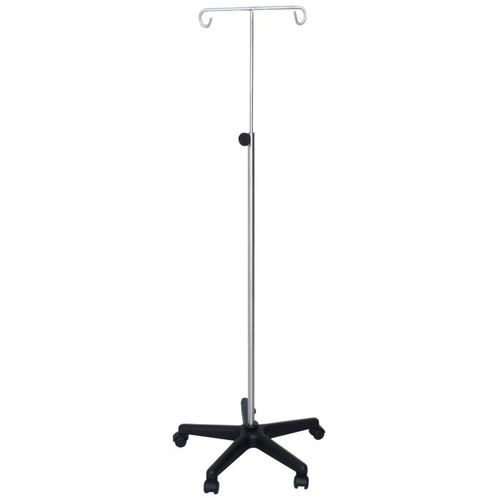 Стойка для сыворотки на роликах - BES-PM001 - Besco Medical - 2 крюка / телескопическая / из нержавеющей стали