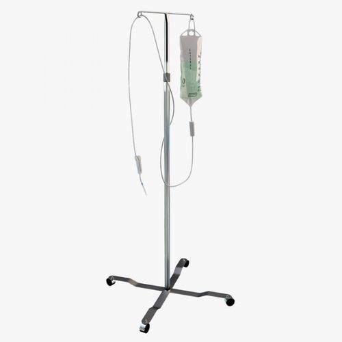 Стойка для сыворотки на роликах - BES-PM002 - Besco Medical - 2 крюка / телескопическая / из нержавеющей стали
