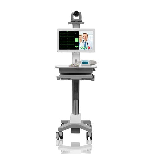Телемедицинская тележка для видеоконференций - BriteMED Technology - с ЭКГ / с регулируемой высотой / с выдвижным ящиком