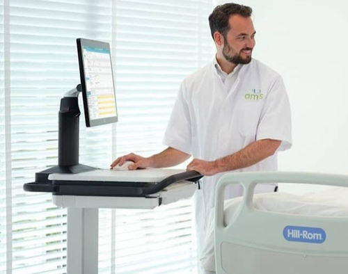 Компьютерная тумба для распределения лекарств - AMiS-X - ALPHATRON MEDICAL GmbH - на аккумуляторе / с регулируемой высотой