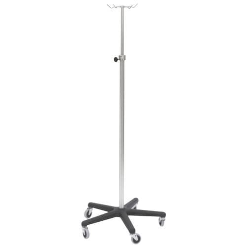 Стойка для сыворотки на роликах - 741300 - Omnimed - 4 крюка / из нержавеющей стали / из алюминия