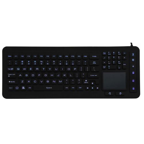 Клавиатура с сенсорной панелью - P-M08TP-BL - PAC Technology - из силикона / со светодиодной подсветкой / антибактериальная