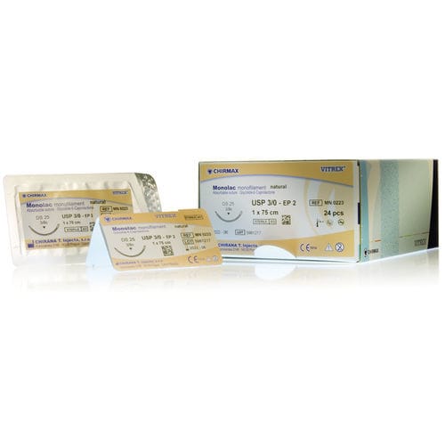 Шовный материал рассасывающийся за средний промежуток времени - Monolac - Vitrex Medical A/S - для хирургии мягких тканей / 2 / 0