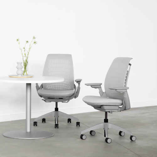 Стул с подлокотниками - Mimeo Task - Allsteel - на колесиках / с высокой спинкой