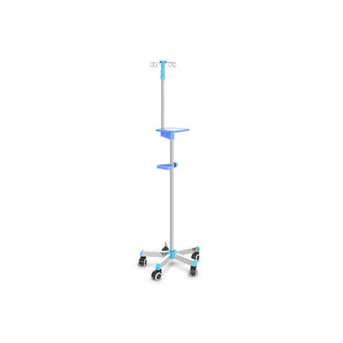 Стойка для сыворотки на роликах - MK-IS08 - Zhangjiagang Medi Medical Equipment - 4 крюка / из нержавеющей стали / с регулируемой высотой
