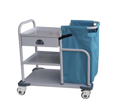 Медицинская тележка с мешками - MK-S13B - Zhangjiagang Medi Medical Equipment - для прачечных / 1 выдвижной ящик / 3 уровня