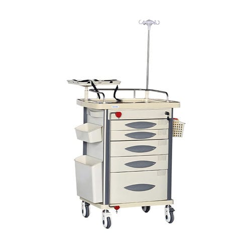 Медицинская тележка - MK-P03 - Zhangjiagang Medi Medical Equipment - для неотложной помощи / для лекарств / для дефибриллятора
