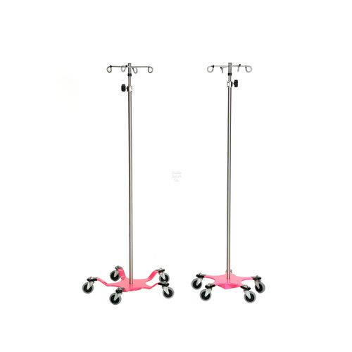 Стойка для сыворотки на роликах - DSC020-SS-PINK - David Scott Company - 4 крюка / телескопическая / из нержавеющей стали