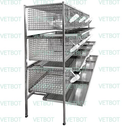 Ветеринарная клетка для кроликов - Cl-1306.4  - Vetbot - модульная / из нержавеющей стали / с беговым колесом