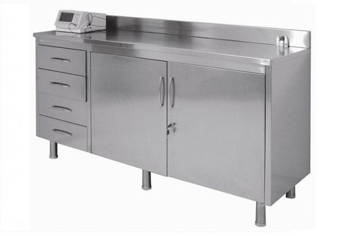 Шкаф для операционной - YIBTECH AML 01 - Yiber Elektronik - с выдвижным ящиком / из нержавеющей стали / 2 дверцы
