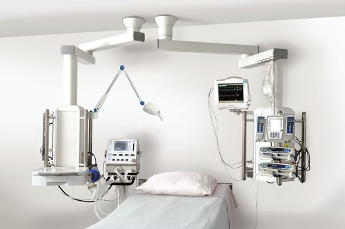 Потолочный двойные медицинские консоли - HU5-T22 - Hutz Medical - для интенсивной терапии / шарнирный