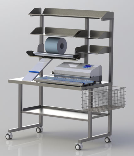 Рабочая поверхность для лабораторий - EF210 - Easyseal Medical Technology - на роликах / с полками / с корзиной
