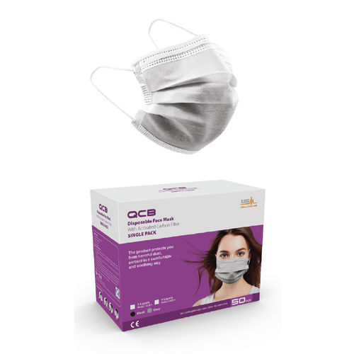 Xирургическая маска с активным угольным фильтром - QCB - USM Healthcare Medical Devices Factory - в форме чашки / белая / нетканая