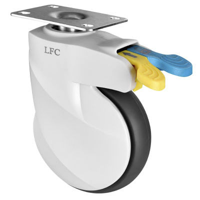 Колесо для больничной кровати - E202D-P - Longfen Caster - из каучука / с тормозом