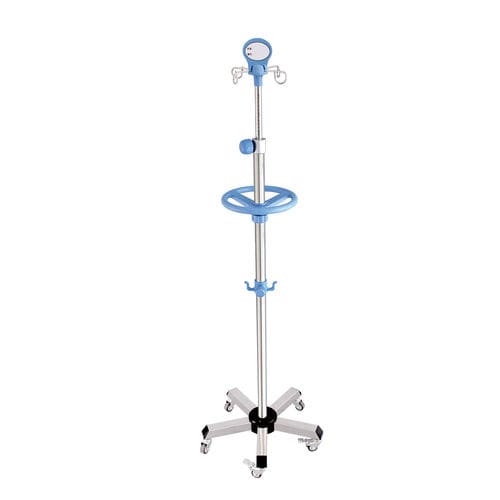 Стойка для сыворотки на роликах - B26-02 - Fangge Medical - 4 крюка / из нержавеющей стали / с регулируемой высотой