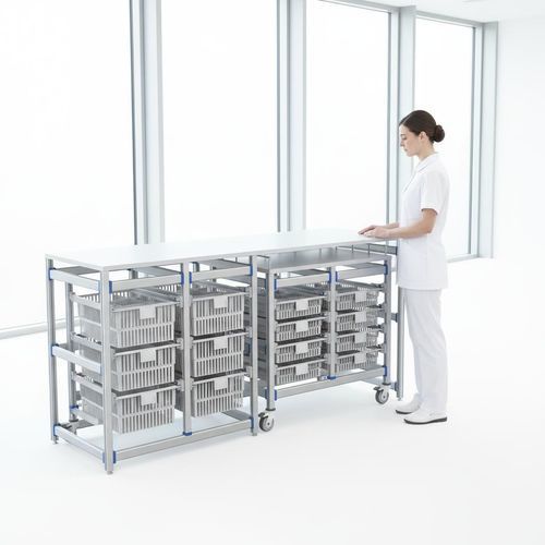 Рабочее место для обслуживания средним медицинским персоналом - FG-PW-60/40/3F/4F02 - Fangge Medical - с полками / на роликах / модульное