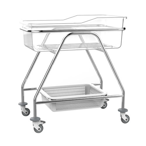 Медицинская люлька на роликах - SS-HS-A05-II - Shandong HESOURCE Medical Equipment - с фиксированной высотой / с ящиком для хранения / из нержавеющей стали