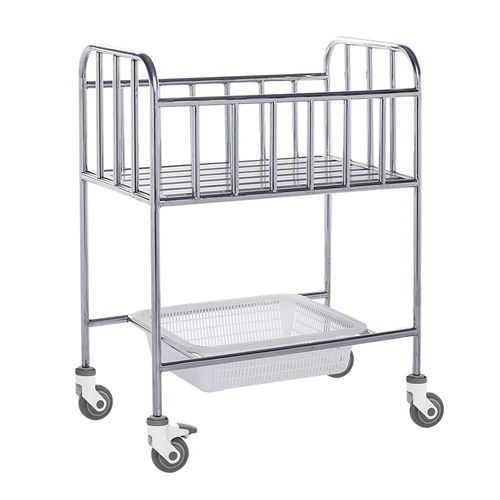 Медицинская люлька на роликах - SS-HS-A04 - Shandong HESOURCE Medical Equipment - с фиксированной высотой / с ящиком для хранения / из нержавеющей стали