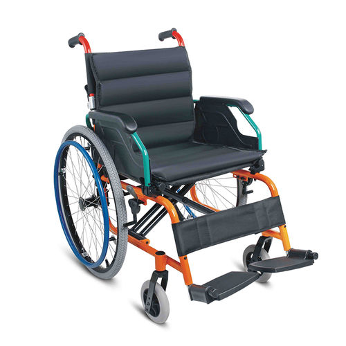 Инвалидная коляска с ручным управлением - WG980LA-30 - WEGO Medical - для улицы / с опорой для голеней / синяя