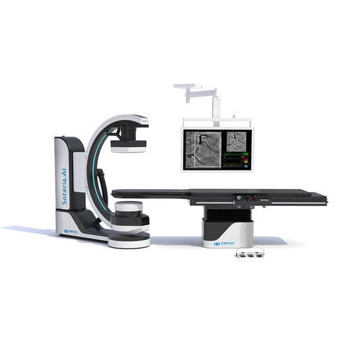 Цифровой система флюороскопии - Omega Medical Imaging - для интервенционного рентгена / с наклонным столом / с усилителем яркости, прикрепленным к полу