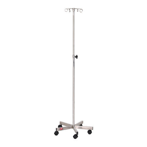 Стойка для сыворотки на роликах - AD-241.P - DUMAN HOSPITAL FURNITURE - 2 крюка / с регулируемой высотой / из нержавеющей стали