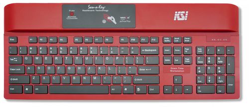 Медицинская клавиатура с цифровым блоком клавиатуры - KSI-1700 SX HR-16 RED - Key Source International - с международной раскладкой / с технологией RFID / дезинфицируемая