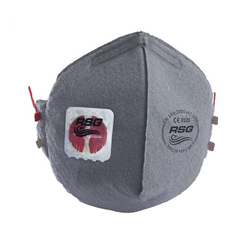 Маска FFP2 - F NR D OV FR  - RSG Safety - без латекса / с клапаном выдоха / с активным угольным фильтром