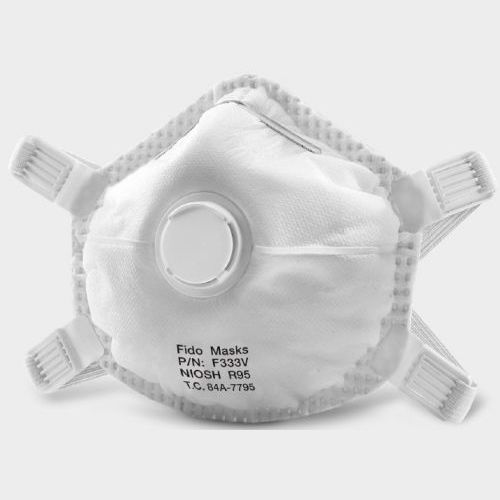Маска R95 - F333V - FIDO MASKS CO., LTD. - без латекса / с клапаном выдоха / в форме чашки