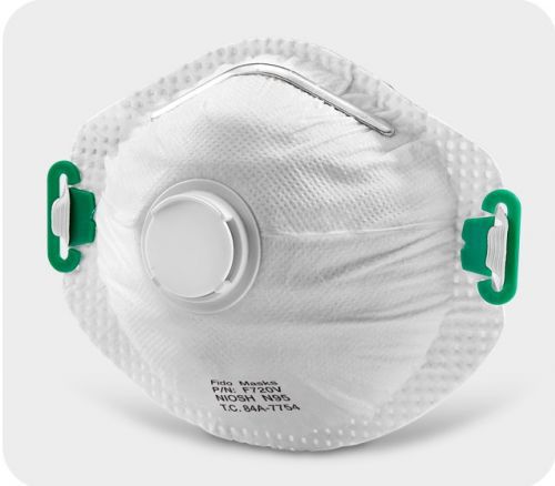 Защитная маска P2 - F225V - FIDO MASKS CO., LTD. - без латекса / с клапаном выдоха / в форме чашки