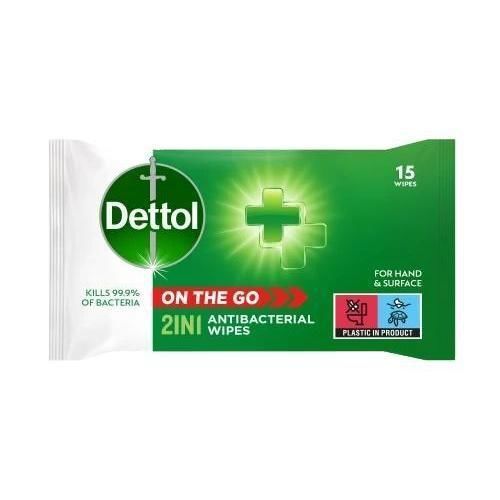 Очищающие салфетки для гигиены рук - On The Go - Dettol - 15 штук