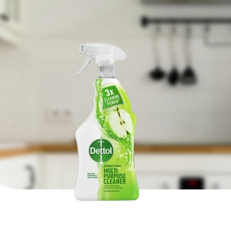 Моющее средство жидкость - Green Apple - Dettol - 1000 мл / перекись водорода / спирт