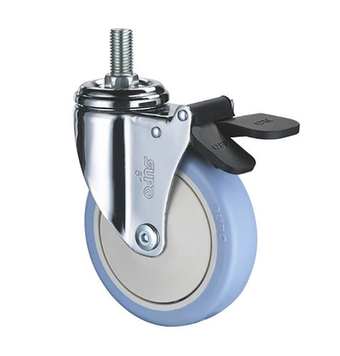 Колесо из полиуретана - 1M-C01-02D-100-271 - Zhongshan Xiangrong Caster Manufacturing Co.,Ltd - с тормозом / поворотный