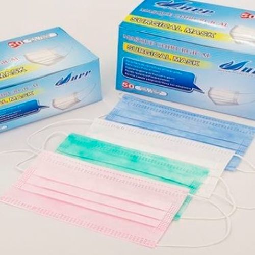Xирургическая маска для взрослых - MSK01 - Health Production Products - упаковка 50 штук / синяя / белая