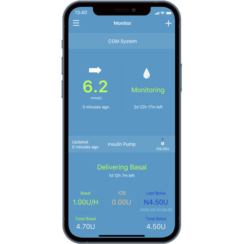 Приложение iOS для управления данными пациента - EasyTouch  - Medtrum - для лечения диабета / для обмена информацией / медицинское