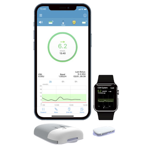 Инсулиновый насос с сенсорным экраном - EasyPatch App - Medtrum - с глюкометром с непрерывным мониторингом