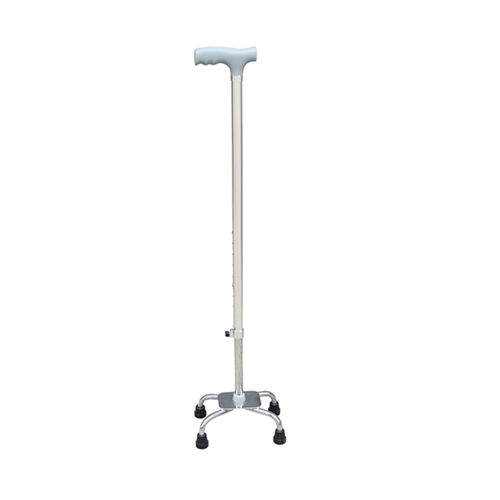 Трость с Т-образной рукояткой - KR924 - Zhenjiang Kangrui Rehabilitation Equipment Co., Ltd. - на четырех опорах / с регулируемой высотой