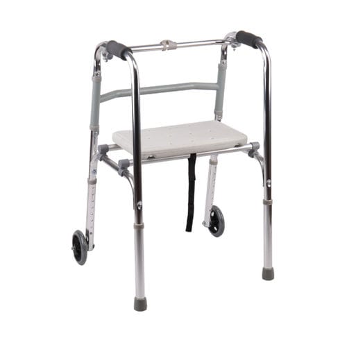 2-колесный ходунки - KR9125L - Zhenjiang Kangrui Rehabilitation Equipment Co., Ltd. - с регулируемой высотой / с сиденьем / складной