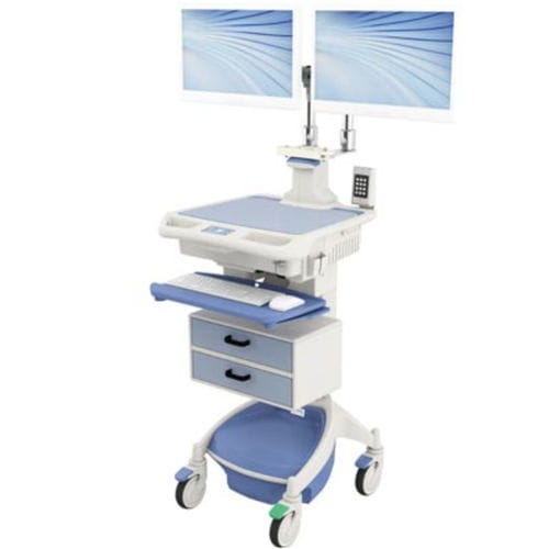 Медицинская информационная рабочая станция - AccessPoint™ Dual - Touchpoint Medical - без вентилятора / с регулируемой высотой / на роликах