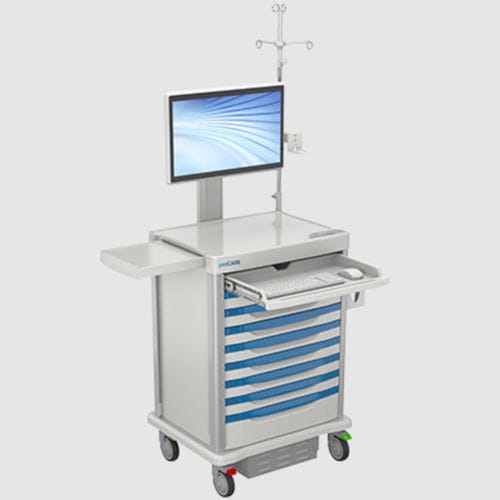 Медицинская компьютерная тумба - proCARE™ Intelligent - Touchpoint Medical - приспособления / мобильная / с выдвижным ящиком