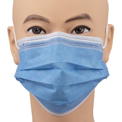 Xирургическая маска стандарт ASTM - 15604F - Zhejiang Lanhine Medical Products - для взрослых / упаковка 50 штук / синяя