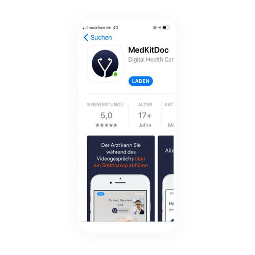 Приложение iOS для диагностики - MedKitDoc  - BDS Digital Health Solutions GmbH - телемедицинские услуги / iOS / Android
