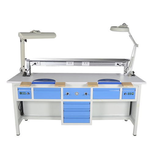Рабочее место для стоматологических лабораторий с освещением - TT-2 - Tangshan UMG Medical Instrument - двойное / из нержавеющей стали