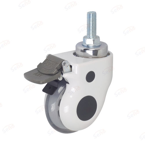 Колесо для медицинской тележки - ME06-02D-75PU-C - Zhongshan Seño Casters and Wheels Man Co.,Ltd - из полипропилена / с тормозом / поворотный